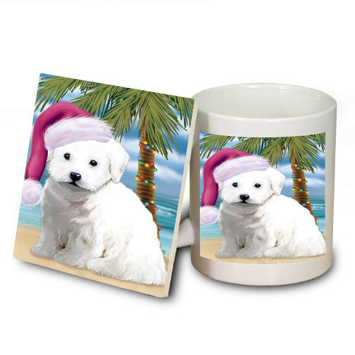 Summertime Bichon Frise Dog on Beach Christmas Mug and Coaster Set MUC0735