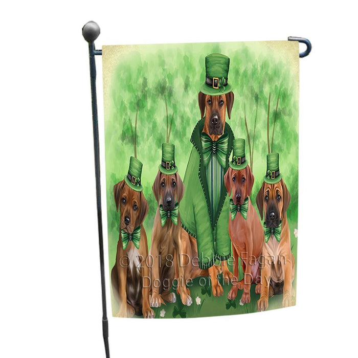 St. Patricks Day Irish Family Portrait Rhodesian Ridgebacks Dog Garden Flag GFLG49153