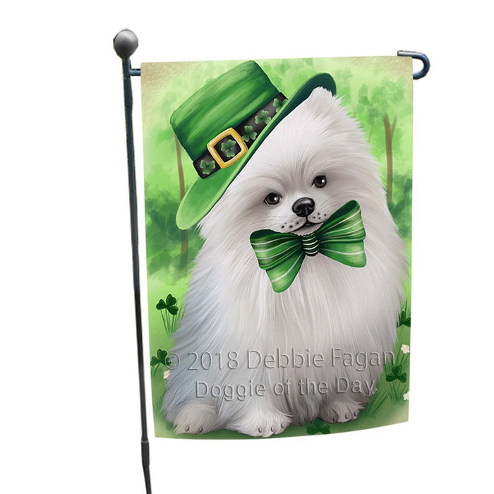 St. Patricks Day Irish Portrait Pomeranian Dog Garden Flag GFLG49136