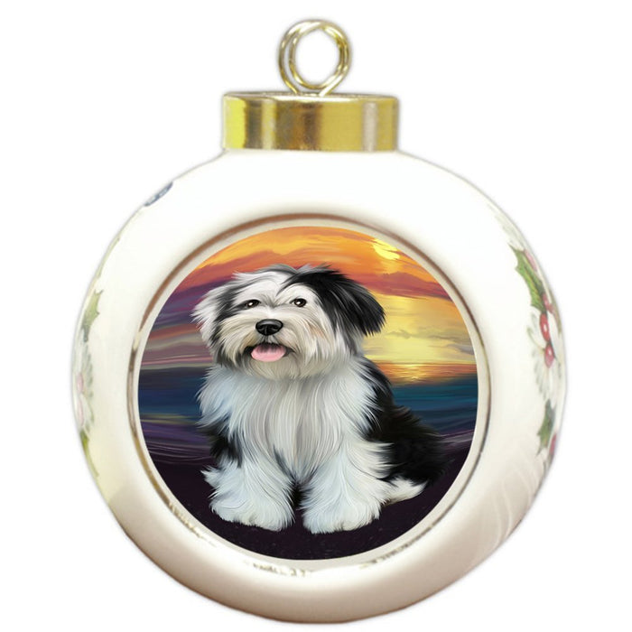 Tibetan Terrier Dog Round Ball Christmas Ornament RBPOR48532