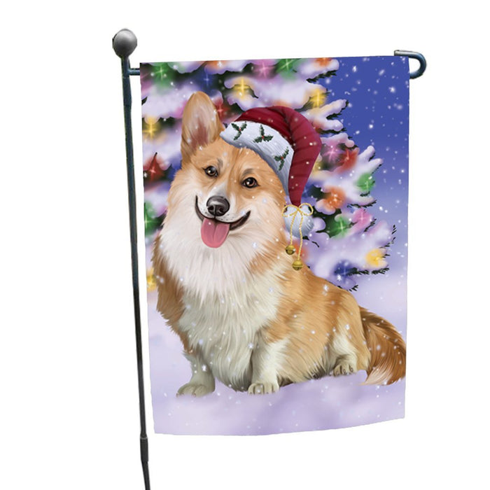 Winterland Wonderland Corgis Dog In Christmas Holiday Scenic Background Garden Flag
