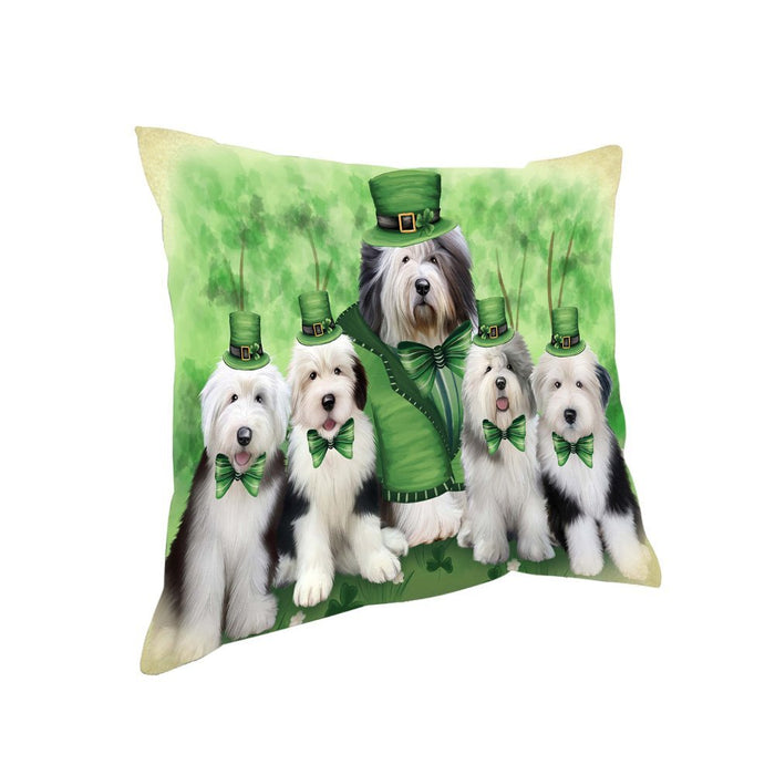 St. Patricks Day Irish Portrait Old English Sheepdogs Pillow PIL52692