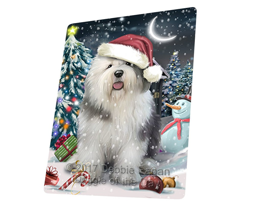 Have A Holly Jolly Christmas Old English Sheepdog Dog In Holiday Background Magnet Mini (3.5" x 2") D193