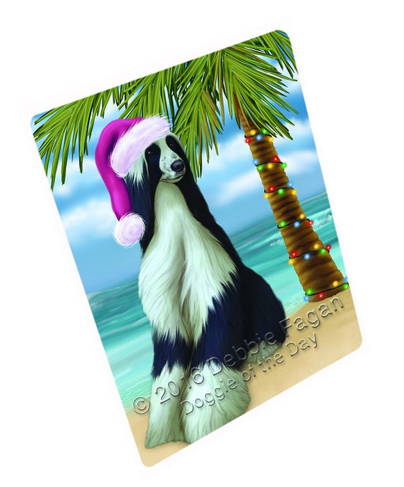 Summertime Happy Holidays Christmas Afghan Hound Dog on Tropical Island Beach Large Refrigerator / Dishwasher Magnet D306