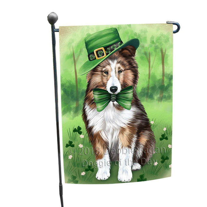 St. Patricks Day Irish Portrait Shetland Sheepdog Dog Garden Flag GFLG49181