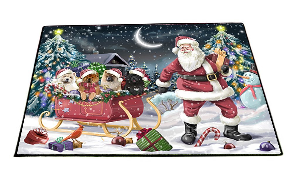 Santa Sled Dogs Christmas Happy Holidays Chow Chow Indoor/Outdoor Floormat FML0033