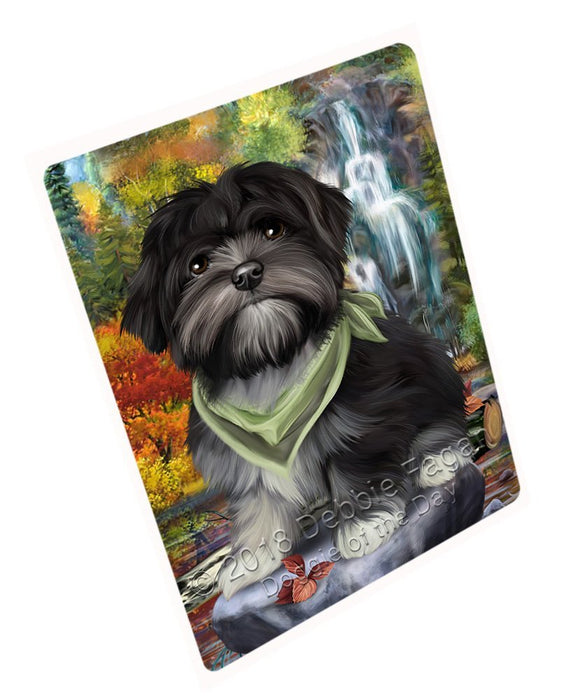 Scenic Waterfall Lhasa Apso Dog Tempered Cutting Board C52218