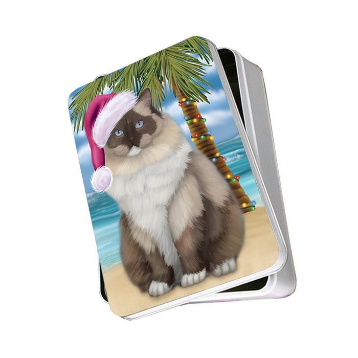 Summertime Ragdoll Cat on Beach Christmas Photo Storage Tin PTIN0730