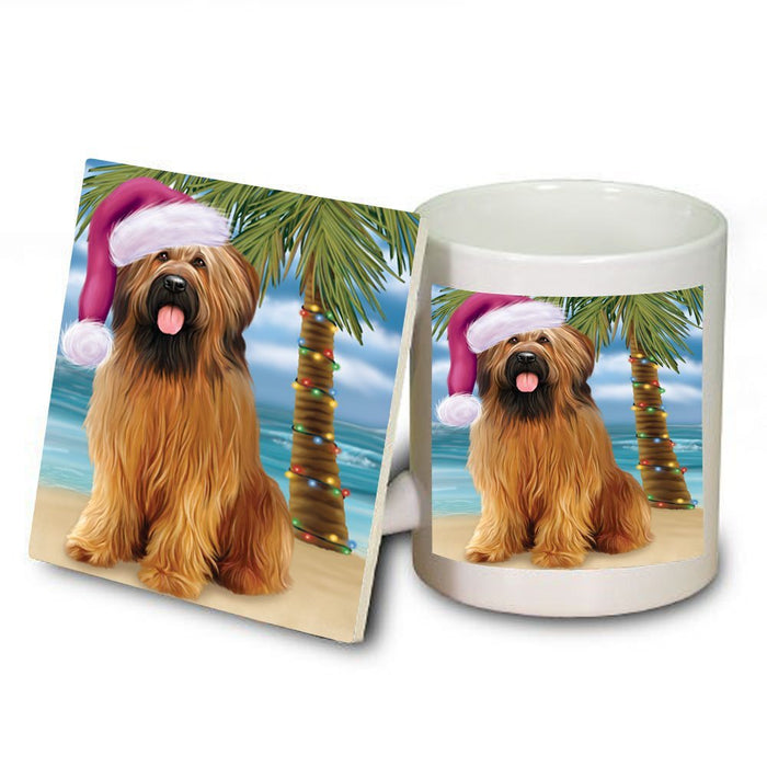 Summertime Briard Dog on Beach Christmas Mug and Coaster Set MUC0748
