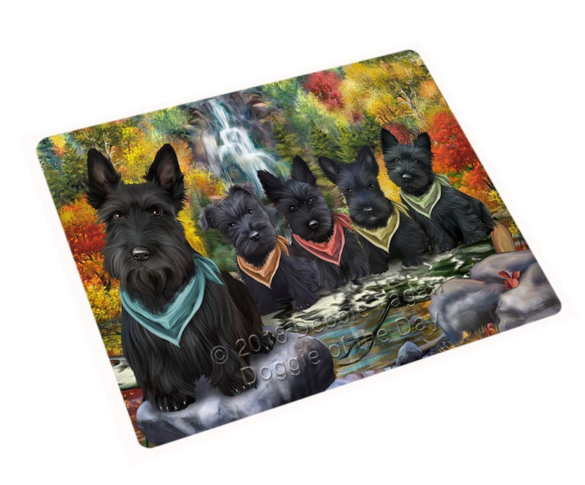 Scenic Waterfall Scottish Terriers Dog Tempered Cutting Board C52368
