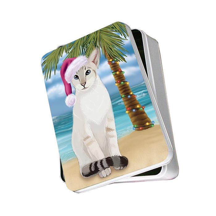 Summertime Siamese Cat on Beach Christmas Photo Storage Tin PTIN0664