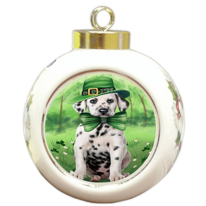 St. Patricks Day Irish Portrait Dalmatian Dog Round Ball Christmas Ornament RBPOR48794