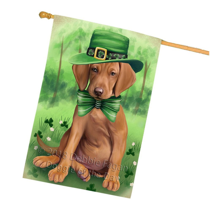 St. Patricks Day Irish Portrait Vizsla Dog House Flag FLG49265