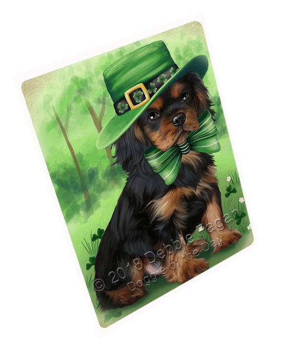 St. Patricks Day Irish Portrait Cavalier King Charles Spaniel Dog Tempered Cutting Board C50169