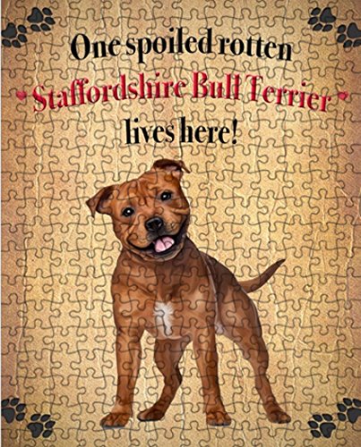 Staffordshire Bull Terrier Spoiled Rotten Dog Puzzle with Photo Tin