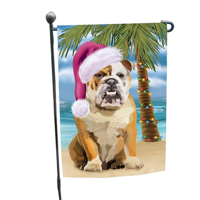 Summertime Christmas Happy Holidays English Bulldog on Beach Garden Flag FLG321