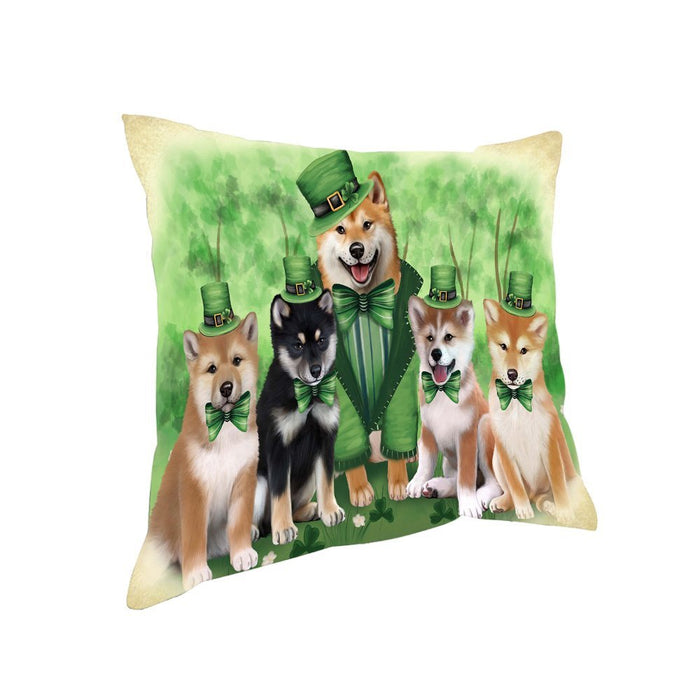 St. Patricks Day Irish Family Portrait Shiba Inus Dog Pillow PIL52956