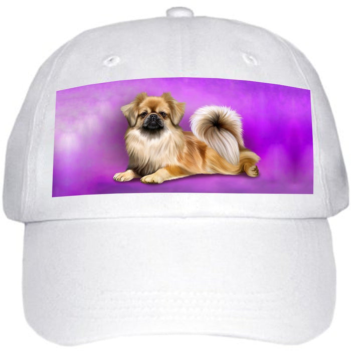 Tibetan Spaniel Dog Ball Hat Cap Off White