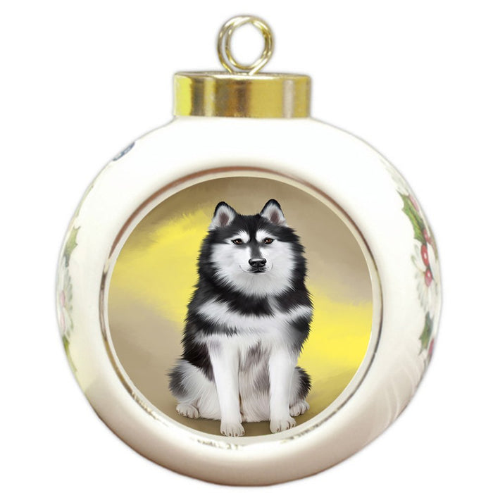 Siberian Husky Dog Round Ball Christmas Ornament RBPOR48363