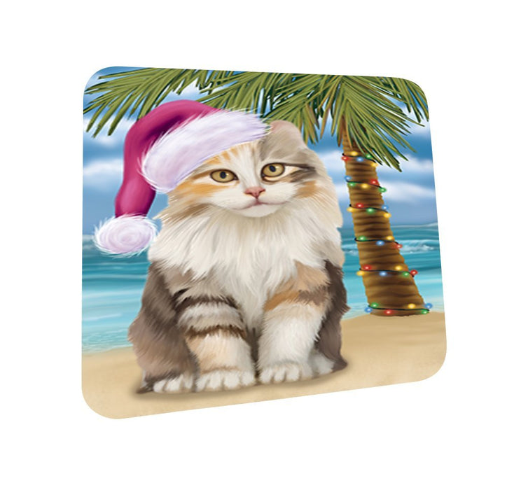 Summertime American Curl Cat on Beach Christmas Coasters CST427 (Set of 4)
