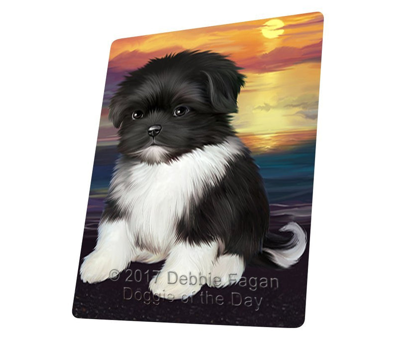 Shih Tzu Dog Art Portrait Print Woven Throw Sherpa Plush Fleece Blanket D434