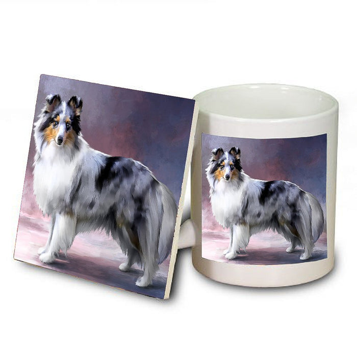 Shetland Sheepdog Blue Merle Dog Mug and Coaster Set