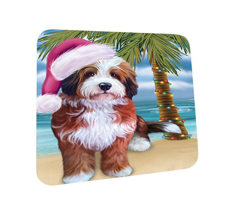 Summertime Bernedoodle Dog on Beach Christmas Coasters CST441 (Set of 4)