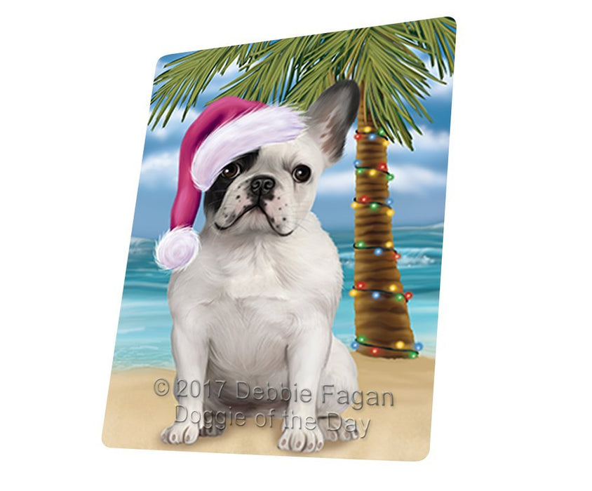 Summertime Happy Holidays Christmas French Bulldog Dog on Tropical Island Beach Large Refrigerator / Dishwasher Magnet D173