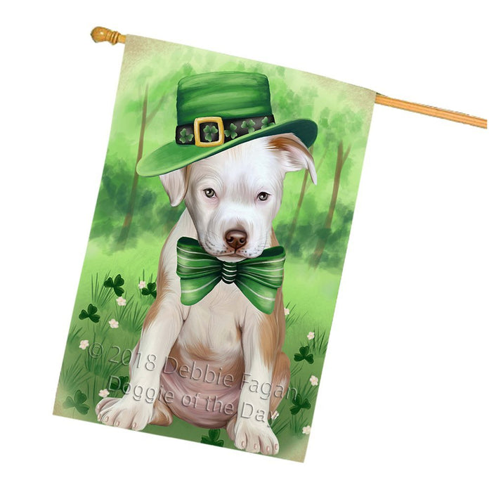 St. Patricks Day Irish Portrait Pit Bull Dog House Flag FLG49187