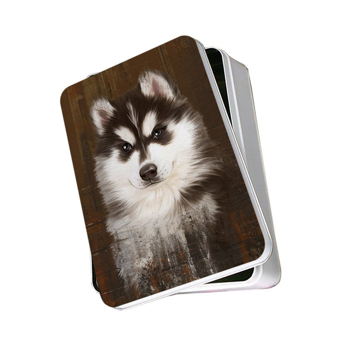 Rustic Siberian Husky Dog Photo Storage Tin PITN48264