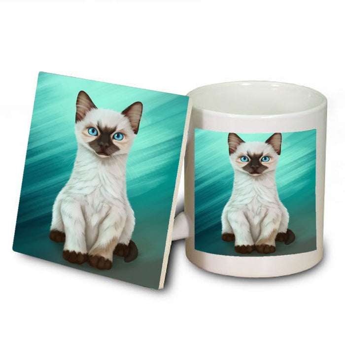 Siamese Kitten Cat Mug and Coaster Set