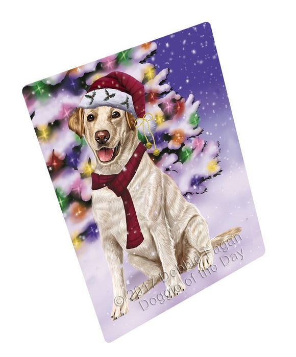 Winterland Wonderland Labrador Dog In Christmas Holiday Scenic Background Magnet Mini (3.5" x 2")
