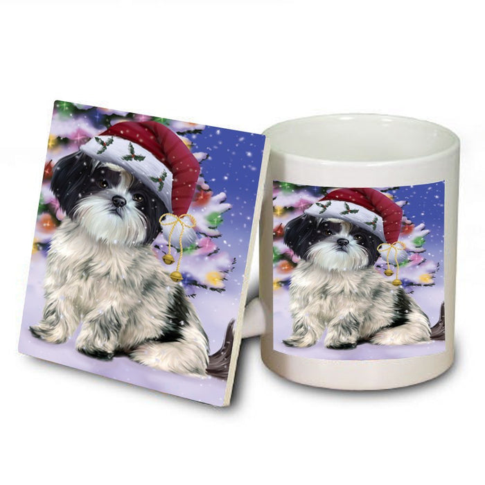 Winter Wonderland Shih Tzu Dog Christmas Mug and Coaster Set MUC0758