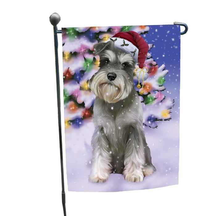 Winterland Wonderland Schnauzers Dog In Christmas Holiday Scenic Background Garden Flag