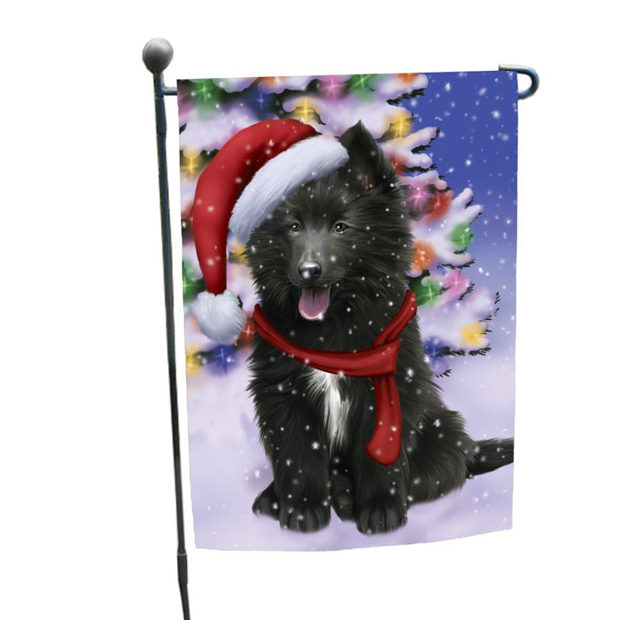 Winterland Wonderland Belgian Shepherds Dog In Christmas Holiday Scenic Background Garden Flag