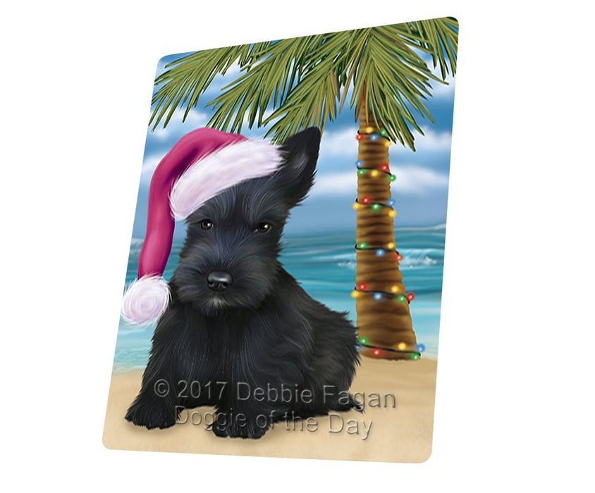 Summertime Happy Holidays Christmas Scottish Terrier Dog On Tropical Island Beach Magnet Mini (3.5" x 2") D148
