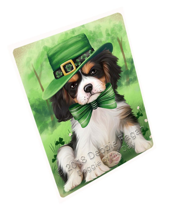 St. Patricks Day Irish Portrait Cavalier King Charles Spaniel Dog Tempered Cutting Board C50172