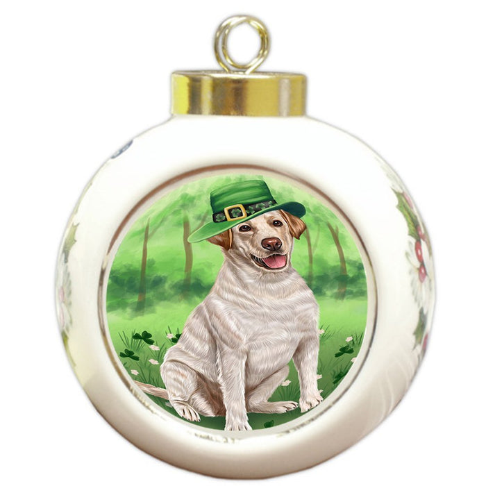 St. Patricks Day Irish Portrait Labrador Retriever Dog Round Ball Christmas Ornament RBPOR48823