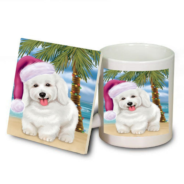 Summertime Bichon Frise Dog on Beach Christmas Mug and Coaster Set MUC0734