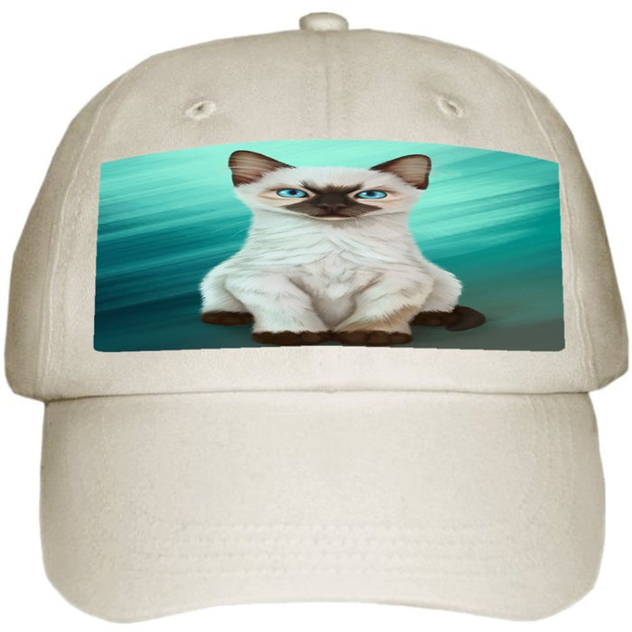 Siamese Kitten Cat Ball Hat Cap Off White