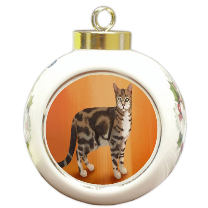 Sokoke Cat Round Ceramic Ball Christmas Ornament