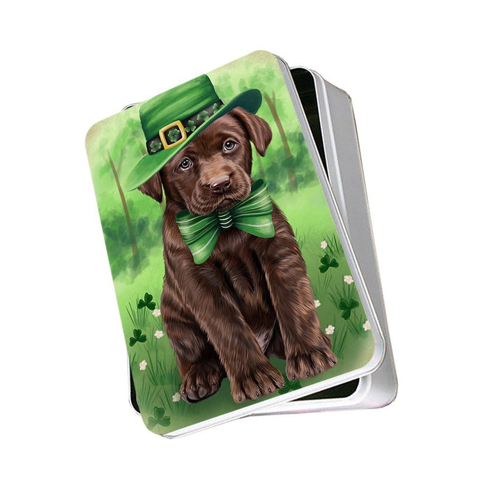 St. Patricks Day Irish Portrait Labrador Retriever Dog Photo Storage Tin PITN48827