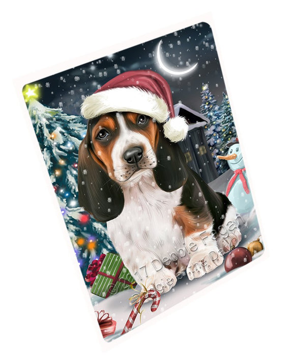 Have A Holly Jolly Christmas Basset Hound Dog In Holiday Background Magnet Mini (3.5" x 2") D134