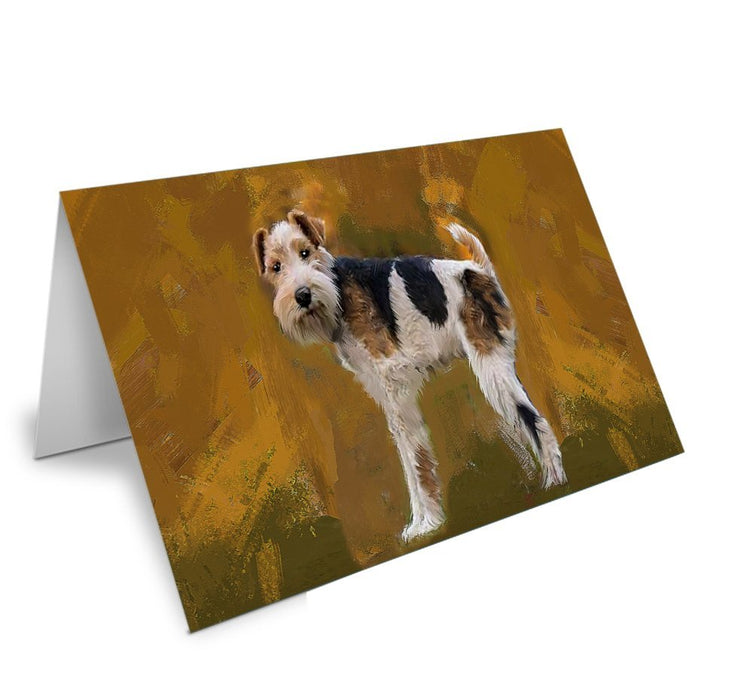 Wire Hair Fox Terrier Dog Handmade Artwork Assorted Pets Greeting Cards and Note Cards with Envelopes for All Occasions and Holiday Seasons GCD49499