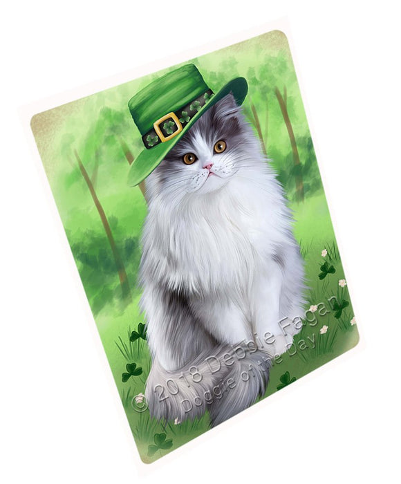 St. Patricks Day Irish Portrait Persian Cat Tempered Cutting Board C51501