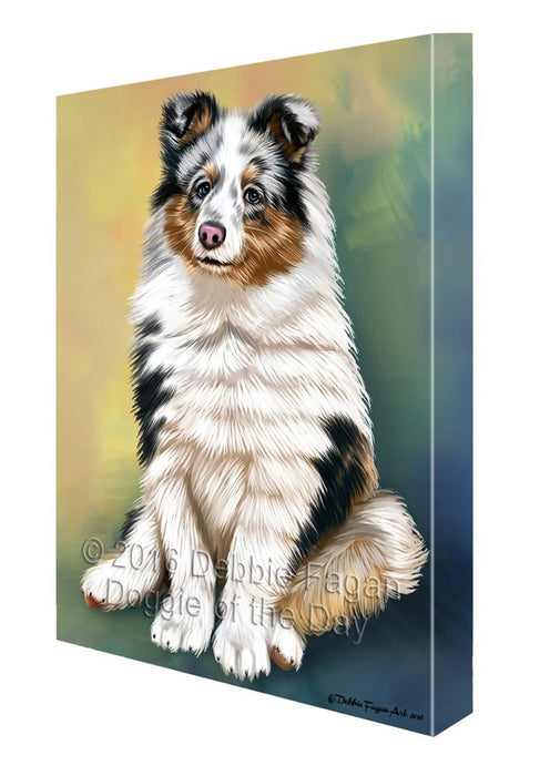 Shetland Sheepdogs Puppy Dog Painting Printed on Canvas Wall Art