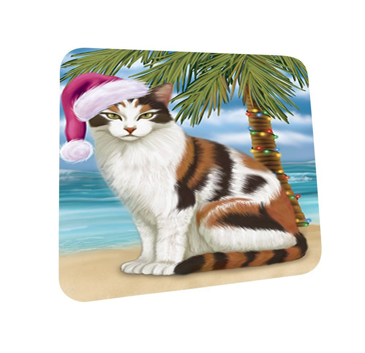 Summertime Calico Cat on Beach Christmas Coasters CST475 (Set of 4)