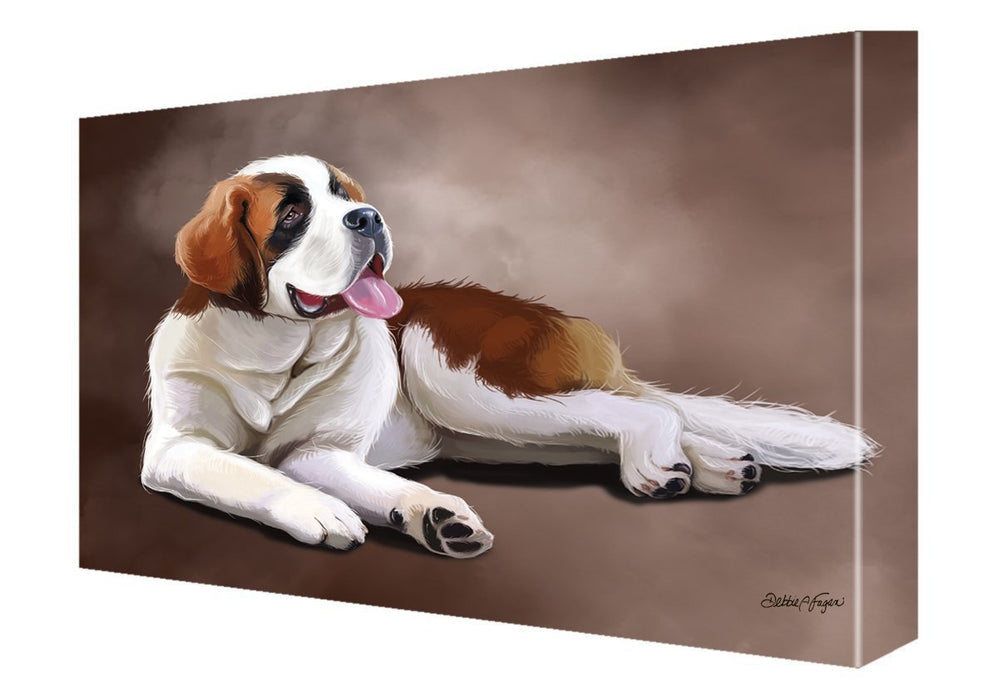 Saint Bernard Dog Painting Printed on Canvas Wall Art Signed