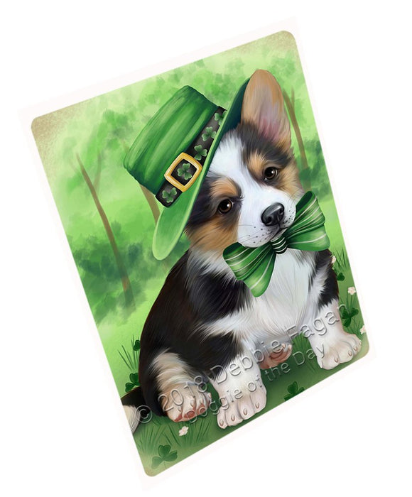 St. Patricks Day Irish Portrait Corgie Dog Tempered Cutting Board C50235