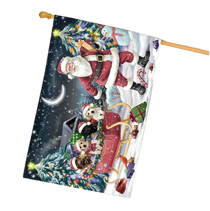 Santa Sled Dogs Christmas Happy Holidays Labrador Dogs House Flag HFLG309